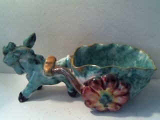 Vintage Planter - Donkey Pulling Cart - Signed & Numbered - Italy - Hand Painted