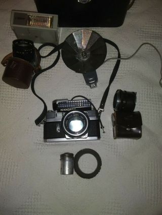 Nikon Nikkorex F Vintage Nippon Kogaku Film Camera Bundle Serial N 366331