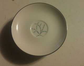 015 Vintage Taylor? Blue Twig Red Flower 6 1/4 Inch Saucer Plate Silver Edge
