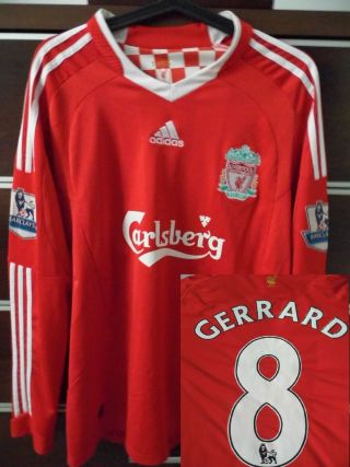 Jersey Retro Liverpool 2008/2009 Gerrard 8 Longsleeve Old Shirt Adidas Vintage