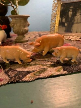 Vintage Ceramic Pig Figurines - Set Of 3 Miniatures