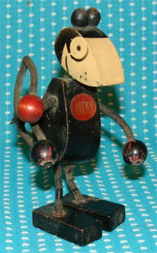 Vtg Antique Mouse Pre Disney Figure Wood Bendable Limbs 1926 Micky Toy Performo