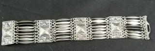 Vintage Taxco? Mexico Sterling Silver Articulated Clasp Bracelet Estate Jewelry