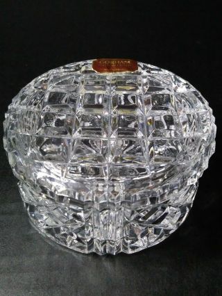 Vintage Gorham Lead Crystal Diamond Cut Jewelry Trinket Dish,  Box - W.  Germany