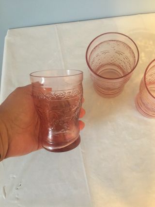 Set of 3 Vintage Indiana Peach Pink Juice Glasses,  4.  25 