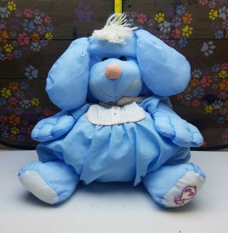 Vintage 1986 Fisher Price Blue Puffalump Puppy Bunny Rabbit Stuffed W/ Dress 20 "