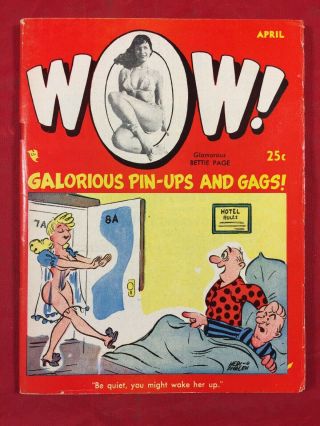 Vtg Wow Humorama No.  1 1956 Bettie Page Risque Girlie Pinup Cover By Bunny Yeager