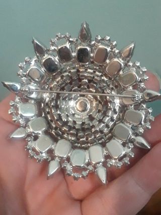 HUGE VINTAGE CLEAR RHINESTONE PIN BROOCH THEATRE 3 Inches LARGE 3