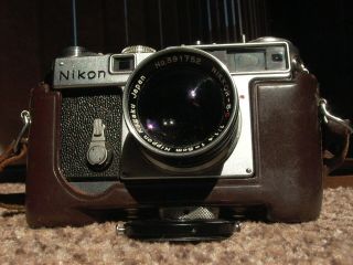 Nikon SP Nikkor - S.  c Rangefinder 5cm 1.  4 Ver4 Black w/ case bottom &Pat Pend Hood 2