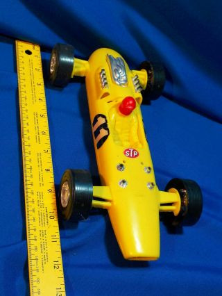 1960s Processed Plastics Toy Indy Race Car 11 Stp Gas Oil Vtg Driver Yellow