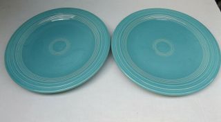 Vintage Homer Laughlin Fiesta 10 1/2 " Inch Dinner Plates Turquoise