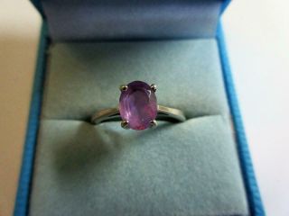 Vintage Sterling Silver & Well Cut Amethyst Gemstone Solitaire Ring