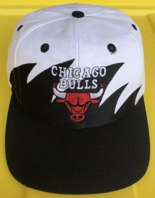 Vintage 90s Chicago Bulls Logo 7 Sharktooth Snapback Hat Cap Michael Jordan