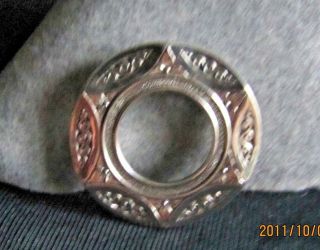 Accent Vintage Lieba Etched Polished Silver Tone Snap On Clip Ring