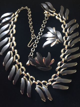 Vintage Jewellery Signed Claudette Demi Parure Lucite Necklace Earrings Set