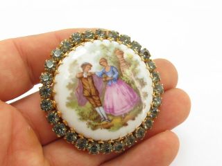 Vintage Hand Painted Brooch Pin