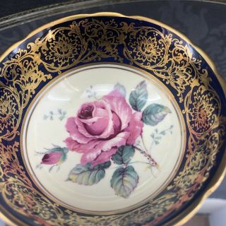 Paragon Dark Blue Pink Rose Bone China Teacup Orphan Cup ONLY England Vintage 5