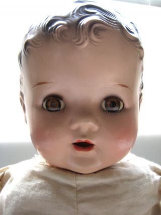 Vintage Composite Baby Boy Doll 23 " Sleepy Eyes Lashes Crier Not