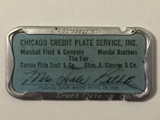 Vintage 1950s Addressograph Chicago Charge Plate Service Credit Signed Illinois