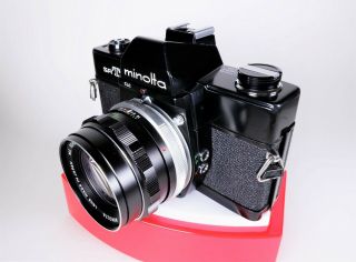 Vintage Pro - Black Body Minolta SR - T MC 35mm Camera w/ Rokkor - PF 55mm f/1.  7 Lens 3