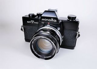 Vintage Pro - Black Body Minolta SR - T MC 35mm Camera w/ Rokkor - PF 55mm f/1.  7 Lens 8