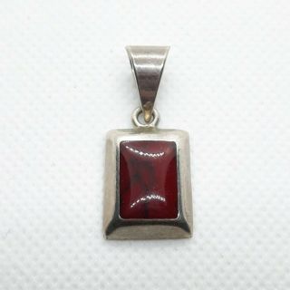 Vintage Sterling Silver 925 Red Jasper Gemstone Necklace Pendant