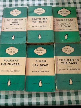 6 Green Vintage Penguine Books - Mystery And Crime