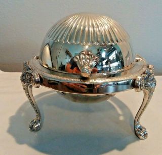 Vintage F B Rogers Silver Co 1883 Silver Plate Caviar Dome Dish W/ Glass Insert