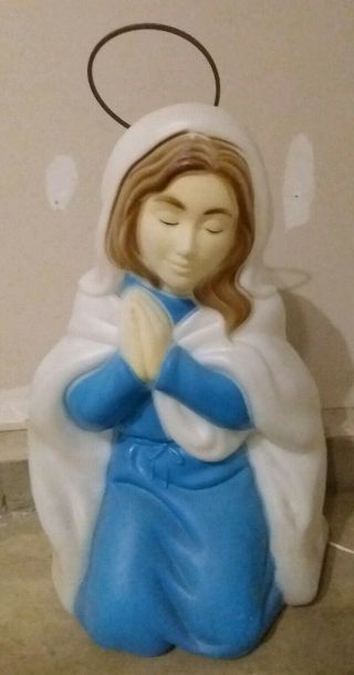 Vintage Empire Plastic Blow Mold Virgin Mary W/ Halo Nativity Christmas 26 " Deco