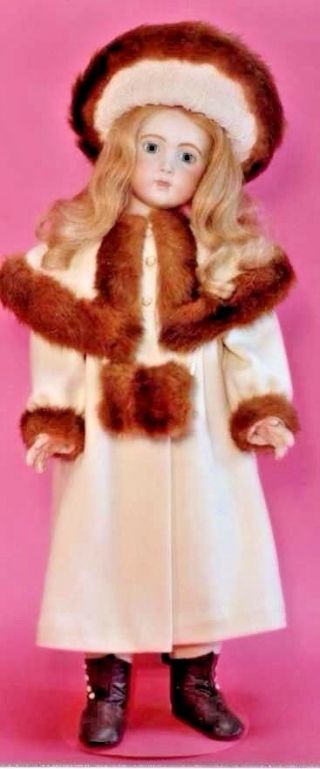 20&22&24 " Antique French Jumeau Doll@1893 Fur Trim Coat Hat Muff Pattern German