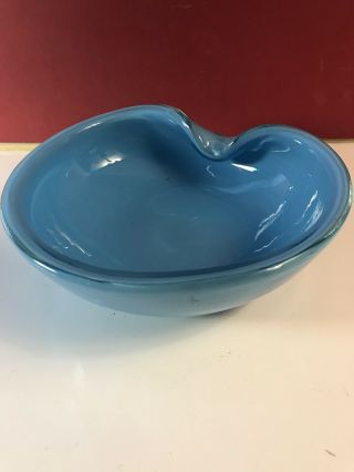 Vintage Murano Art Glass Blue Bowl / Dish.  Mid Century