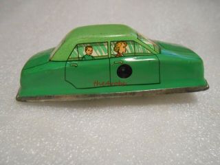 Vintage Technofix ? Tin Wind Up 3 1/2 " Green Car Good No Key