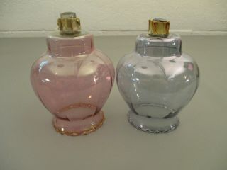 Vtg Set Of 2 Pink And Purple Glass Sconce Candle Holders