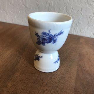 Ceramic French Egg Cup White With Blue Flowers Vintage France