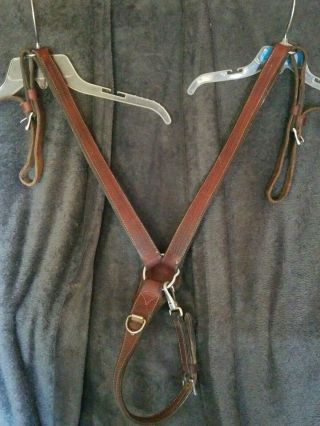 Vintage Weaver Leather Western Saddle Breast Collar Basket Weave Horse Size