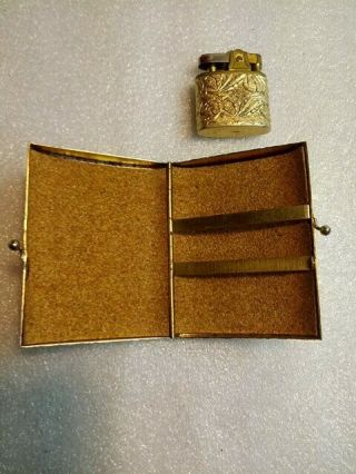 Vintage Napier Gold Art Deco Cigarette Case & Lighter Cork Lined Case. 3