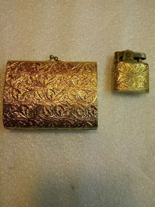 Vintage Napier Gold Art Deco Cigarette Case & Lighter Cork Lined Case. 7