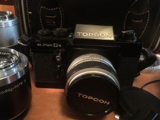 Vintage Topcon Dm Slr Camera With Lenses And Other Gear 3