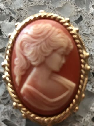 Antique / Vintage Cameo Pendant / Brooch Signed Sc For Sarah Coventry