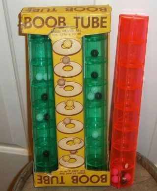 1962 Vintage Boob Tube Milton Bradley Black White Marble Race Party Game Mb Toy