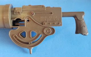Rare Vintage 1960 ' s MACO Toy Olive - Colored Plastic Machine Gun - 3