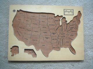 CHADWICK - MILLER Vintage 1987 WOOD WOODEN UNITED STATES MAP TRAY PUZZLE - GOOD 3