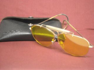 Vintage Tasco Aviator Shooting Glasses W/ Yellow Lens And Tasco Carry Case