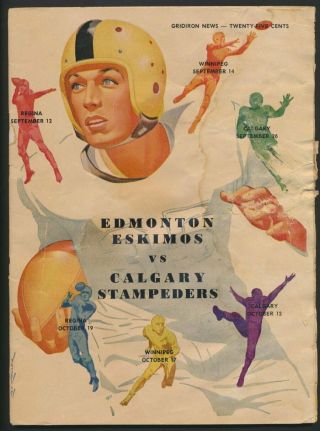 Calgary Stampeders Vs Edmonton Eskimos 1953 Vintage Cfl Program Billy Vessels