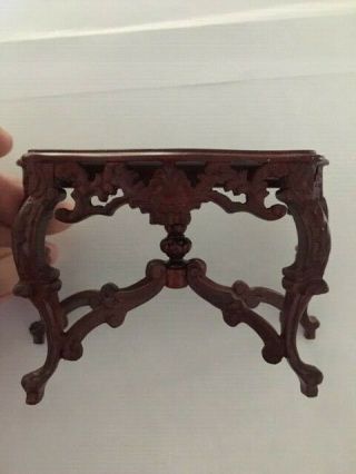 Dollhouse Miniature Vintage Bespaq Heavily Carved Ornate Wooden Library Table