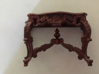 DOLLHOUSE MINIATURE Vintage BESPAQ Heavily carved ornate wooden library table 3