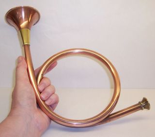 Curly Vintage Copper & Brass Bugle Hunting Horn Fox/hound/horse/rider Tally Ho