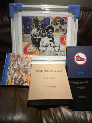 Genesis Publications Ronnie Wood Artist Signed Book & Keith Richards Art Print