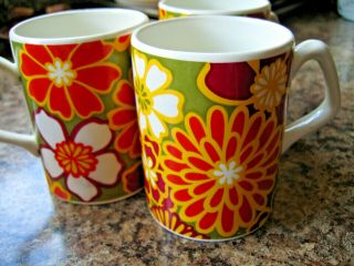 Vintage 1960s Set Of 2 Coffee Mugs Cups Arklow Republic Of Ireland " Mum " Floral