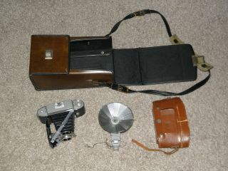 Vintage Kodak Tourist II Camera,  Large Flash and Case 2